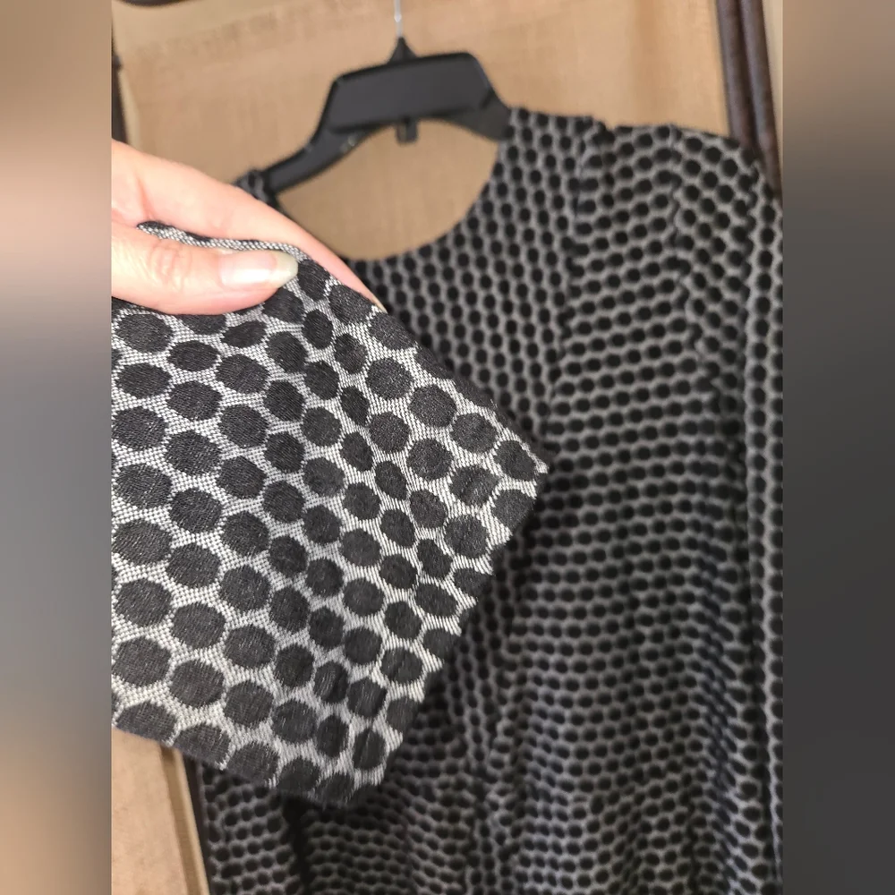 Women's Black/Gray Niche Nilgun Derman Geometric Dot Dress Size Large - Picture 3 of 10